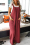 Boho Casual Knotted Back Strap Cotton Bib Front Wide Leg Jumpsuit
